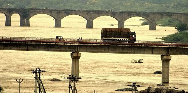 Two Bridges across Munneru River in Khammam.
