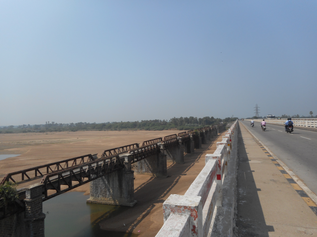 Old and New Bridges on Munneru River Krishna District 