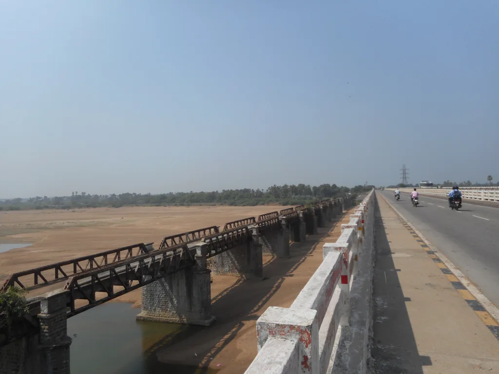 Old and New Bridges on Munneru River Krishna District