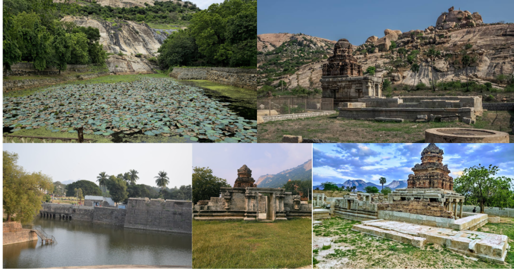 ponds and temples in Chandragiri Fort