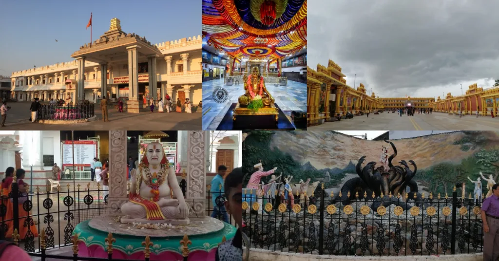 Devotees offering prayers at the Raghavendra Swamy Mutt, a place of deep spiritual significance.
