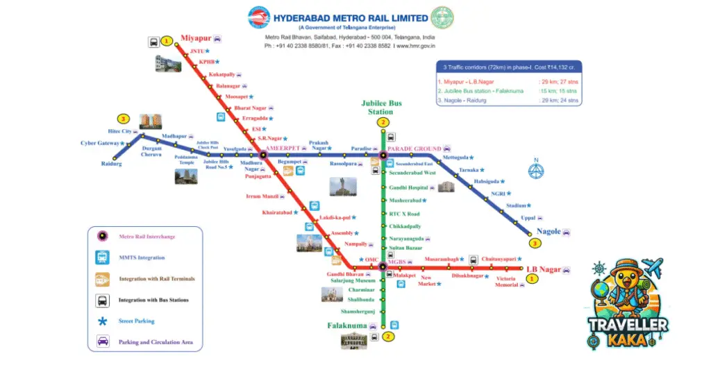 hyderabad metro rail route map